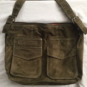 Chico’s Army green suede messenger bag
